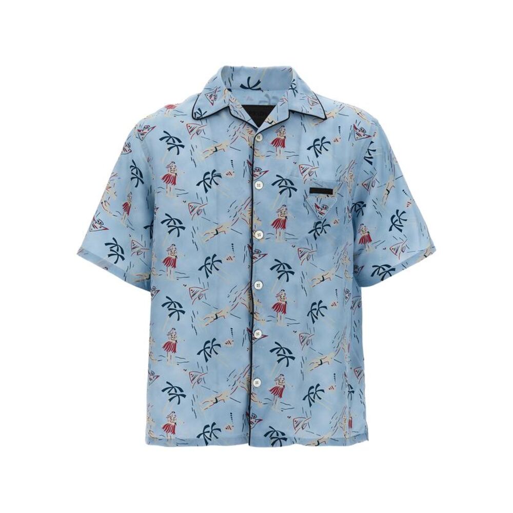 Prada Blue Viscose Men's Blouse